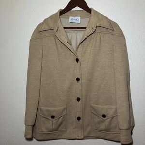 Wool beige cream flannel button up shacket jacket medium m minimalist neutral